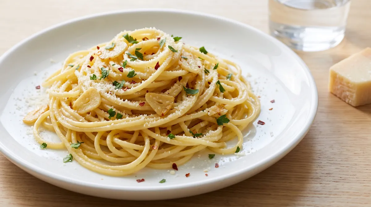 Snabb pasta med vitlökssmör och parmesan